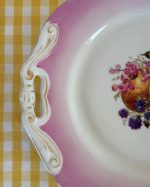 Vintage Pink Ombre Handled Fruit Serving Plate