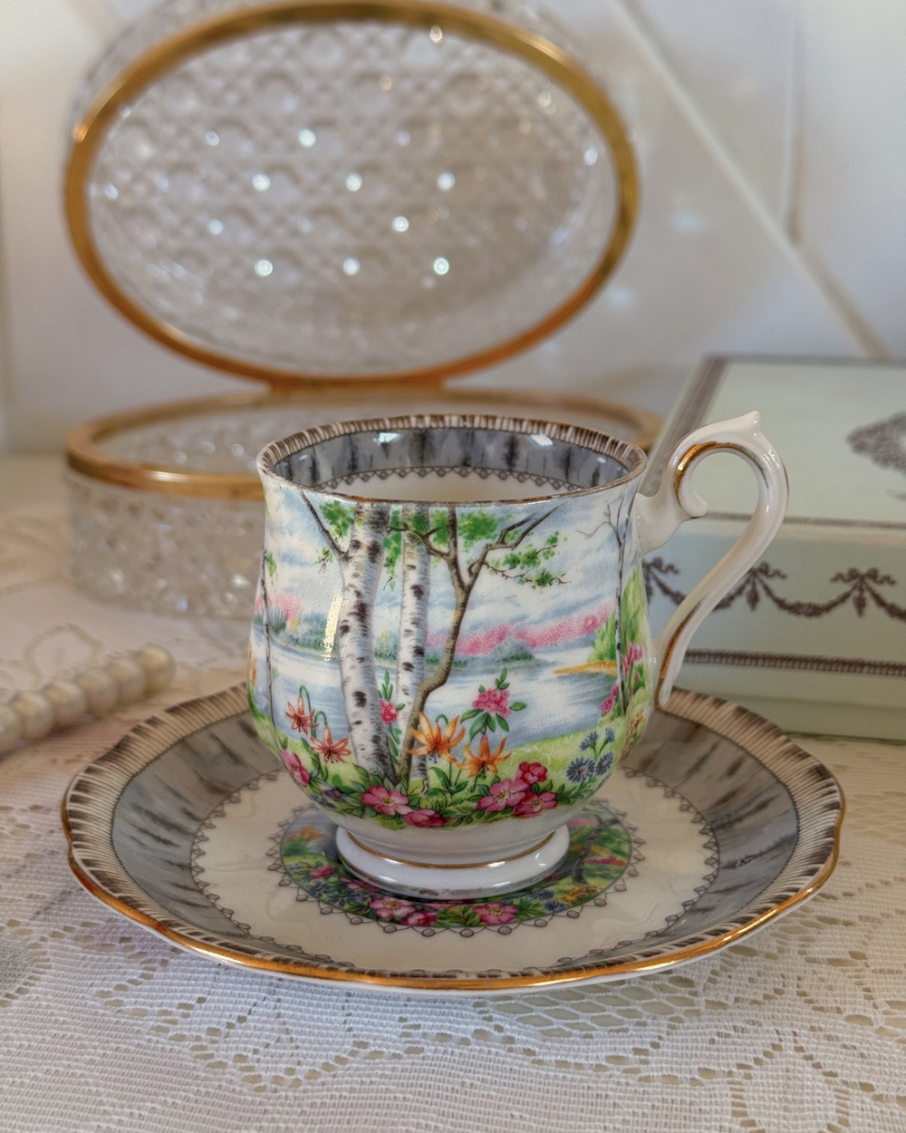 Vintage Silver Burch Cup Saucer Set