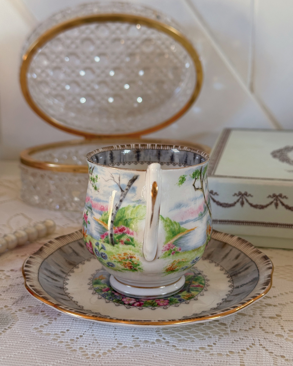 Vintage Silver Burch Cup Saucer Set