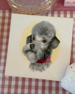 Vintage French Poodle Ceramic Wall Tile