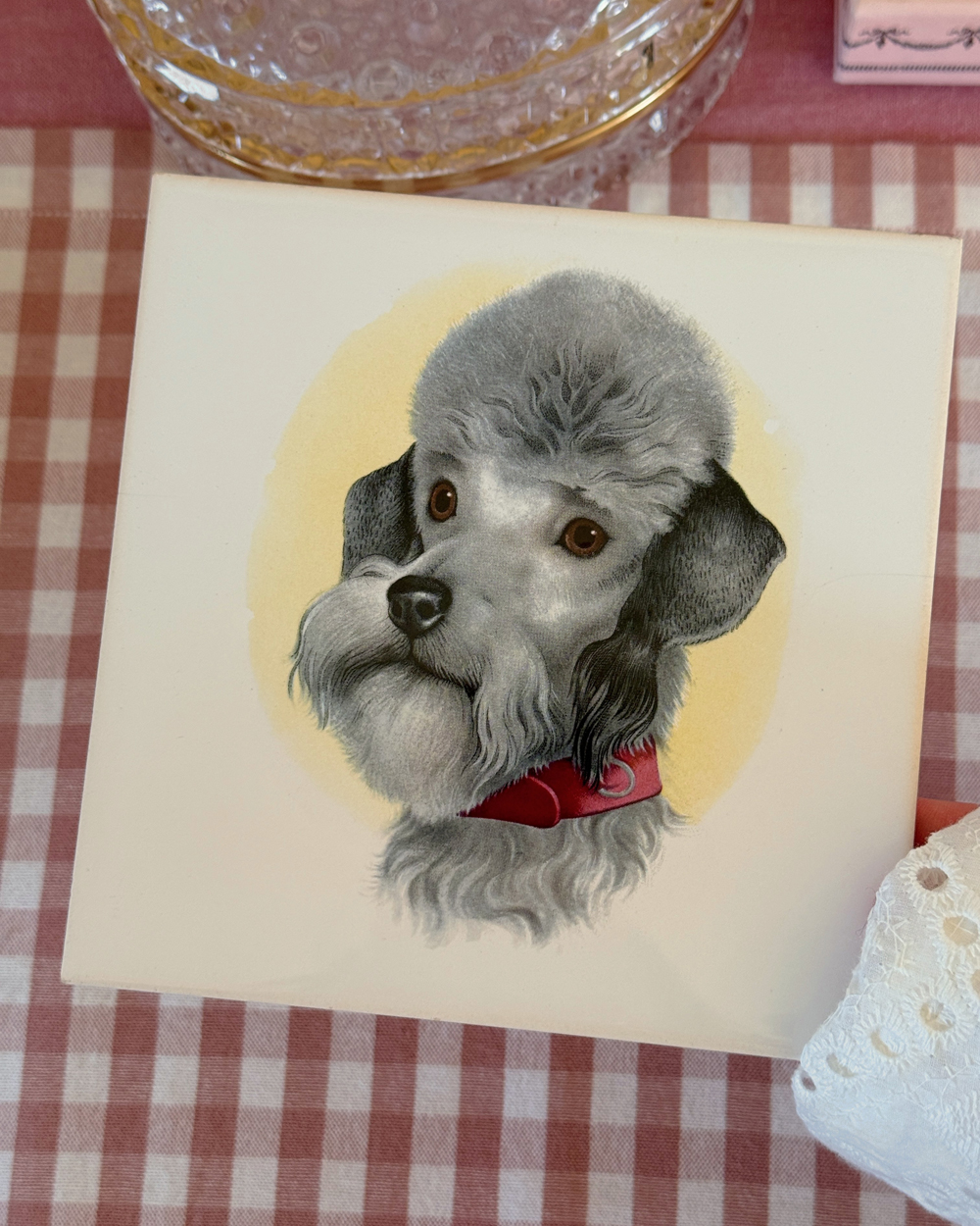 Vintage French Poodle Ceramic Wall Tile