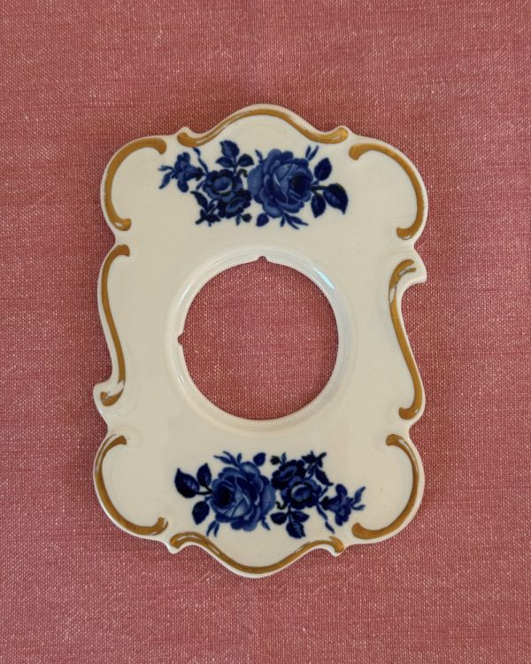 Vintage Gilded Blue Roses Porcelain Switch Frame