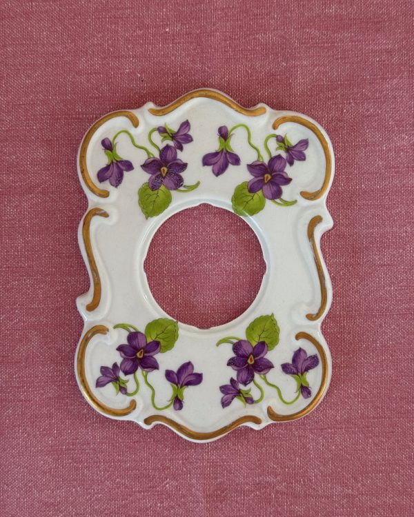 Vintage Gilded Violet Flower Porcelain Switch Frame