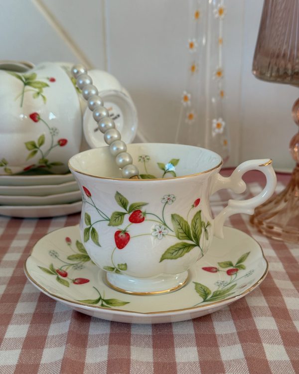 Vintage Royal Canterbury Strawberry Fields Cup Saucer Set