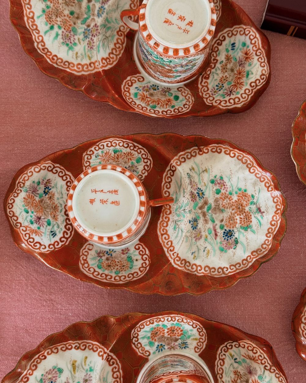 Antique Japanese Handpainted Kutani Floral Tea Set