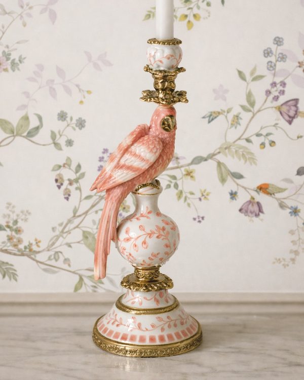 Palm Beach Pink Parrot Candle Holder