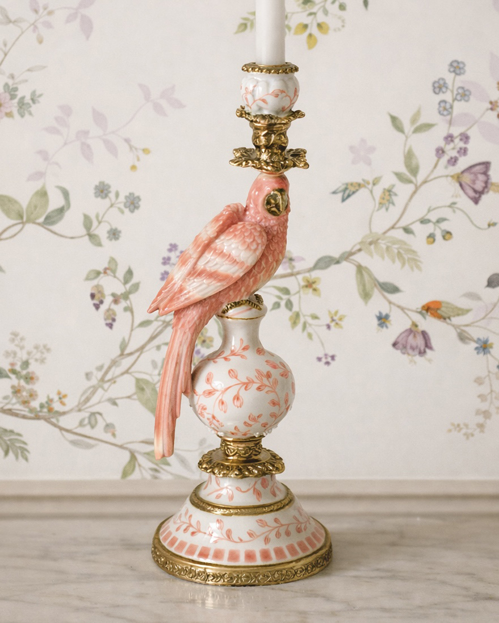 Palm Beach Pink Parrot Candle Holder