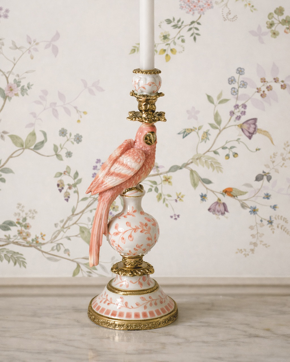 Palm Beach Pink Parrot Candle Holder