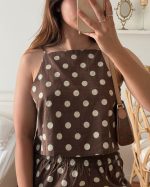 Chocolate Polka Dot Cotton Blend Top