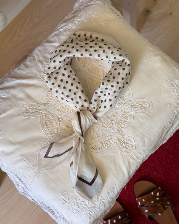 Chocolate Polka Dot Silk Blend Square Scarf
