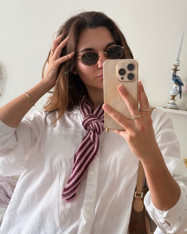 Striped Cashmere Blend Triangle Knit Scarf