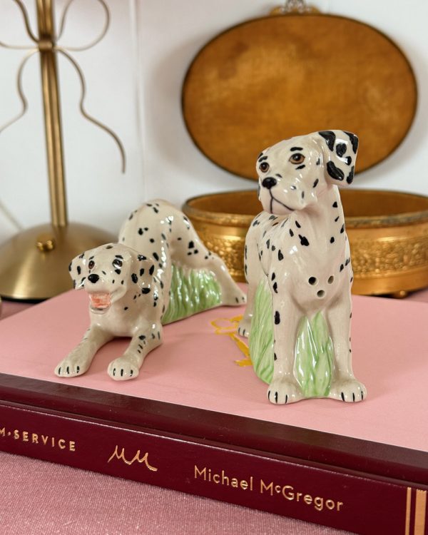 Vintage Dalmatian Dog Porcelain Salt Pepper Shaker Set
