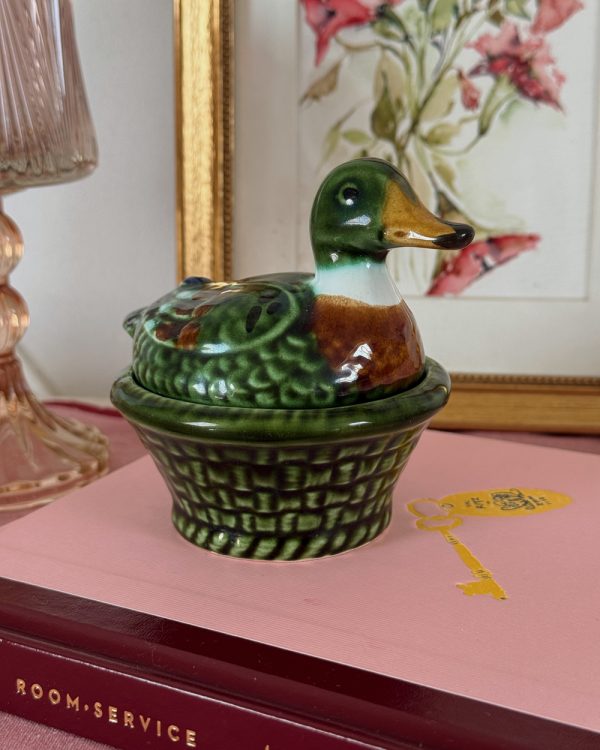 Vintage French Hand Painted Mallard Duck Mini Terrine