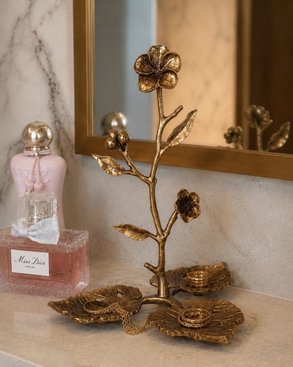 Golden Flower Brass Jewelry Stand