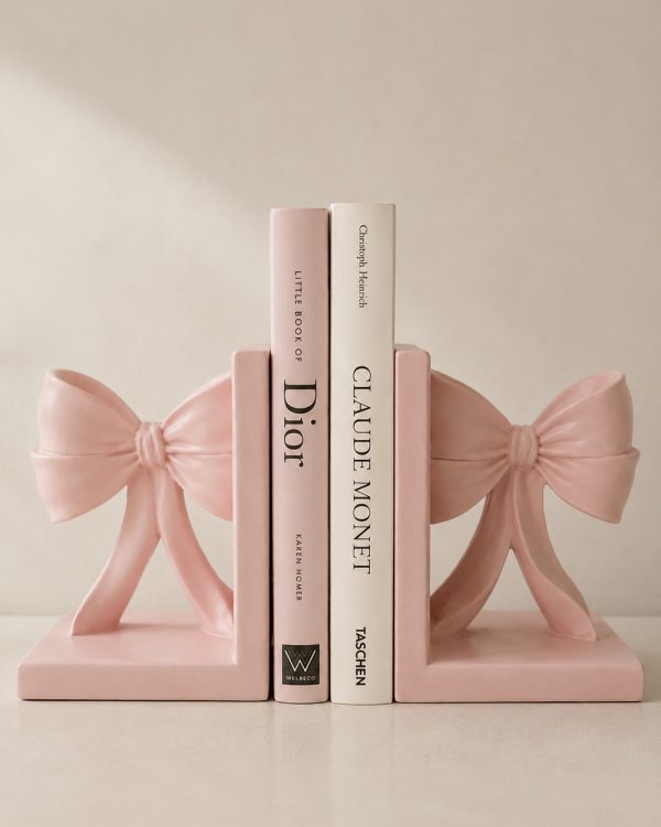 Pink Bow Bookend Pair