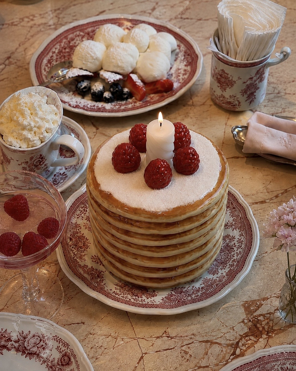 Raspberry Pancake Candle Holder