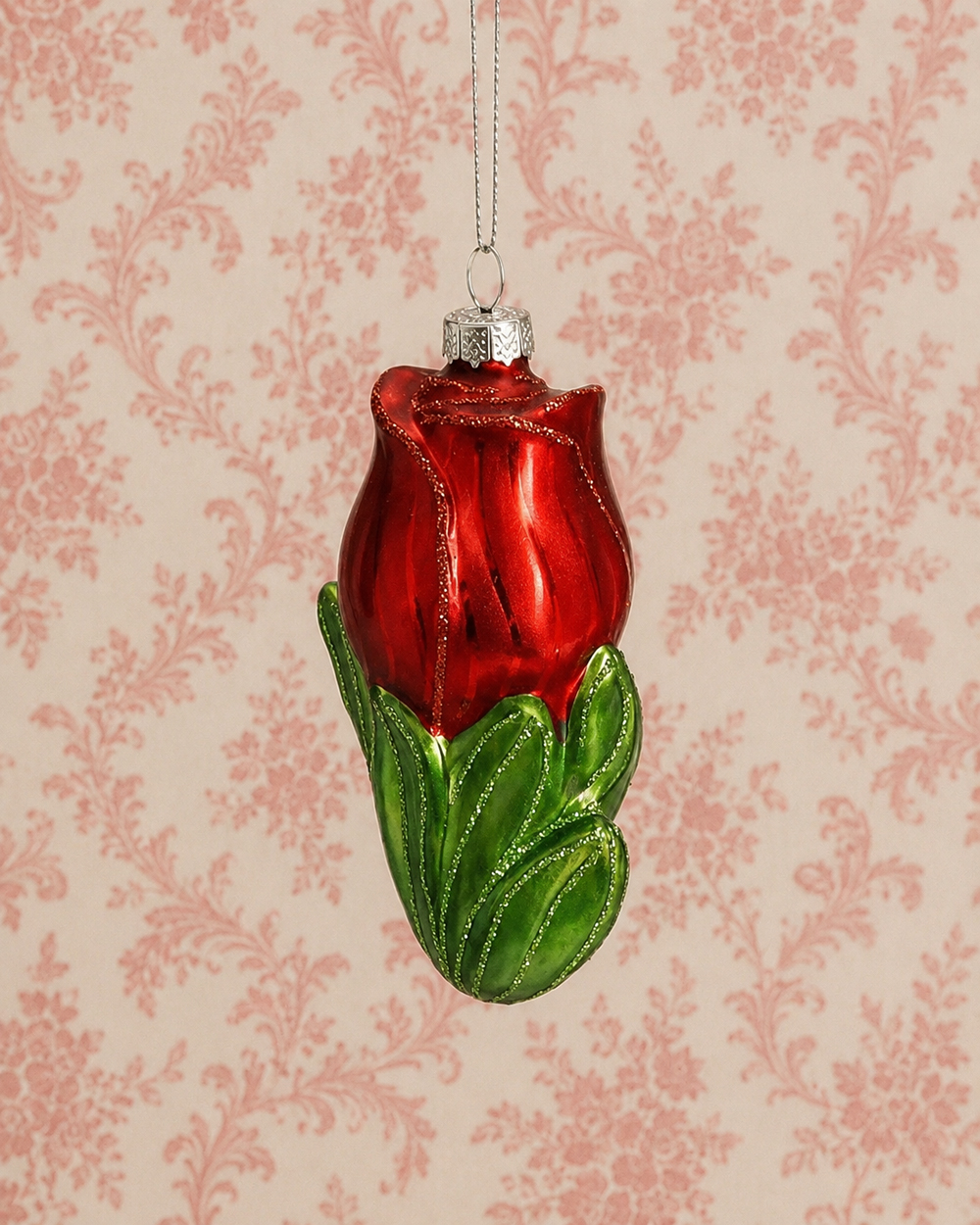 Red Tulip Glass Ornament