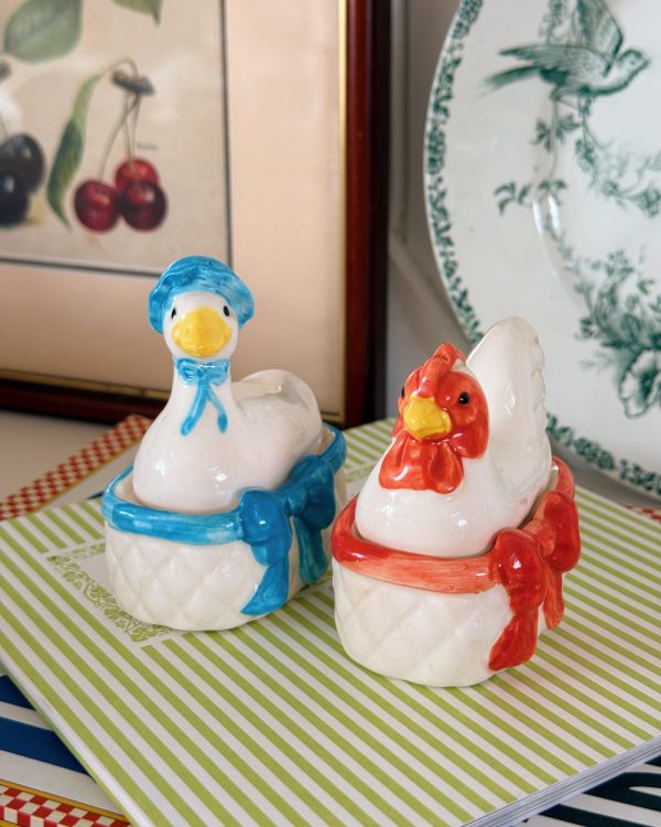 Vintage Goose & Hen Salt Pepper Shaker Set