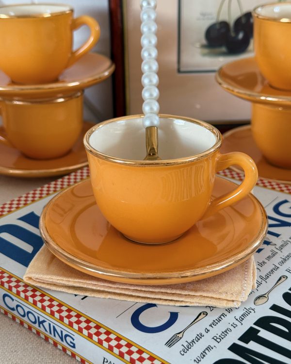 Vintage Gorbon Café Ambre Cup Saucer Set of 6