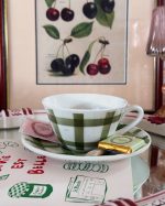 Vintage Green Vichy Cup Saucer Set