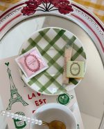 Vintage Green Vichy Cup Saucer Set