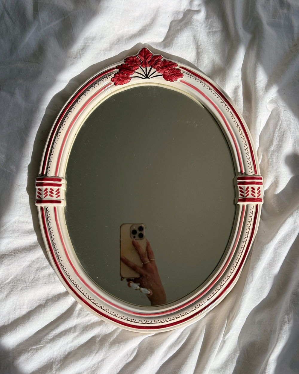 Vintage Herbeau Coquille Porcelain Wall Mirror