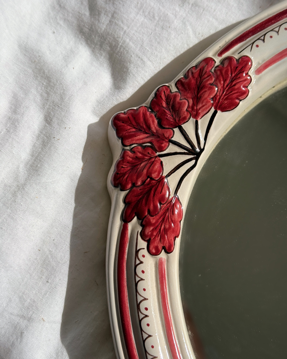 Vintage Herbeau Coquille Porcelain Wall Mirror