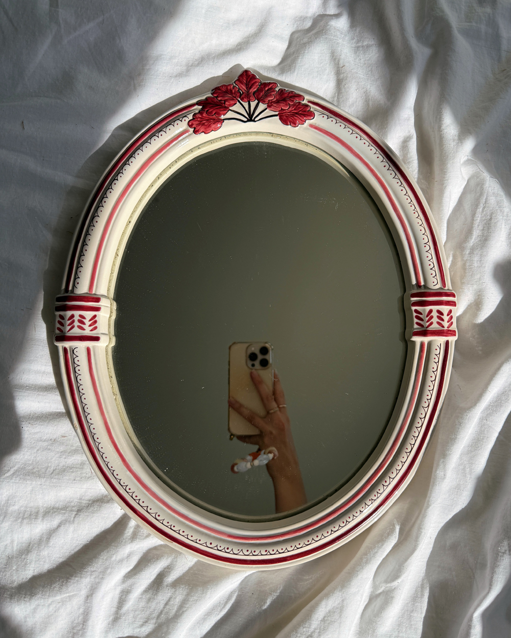 Vintage Herbeau Coquille Porcelain Wall Mirror