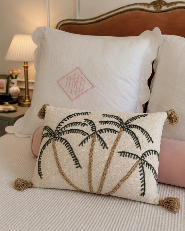 Wool Embroidered Palm Tree Cotton Cushion