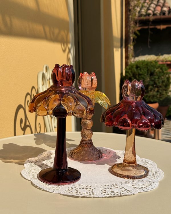 Marigold Flower Glass Candle Holder